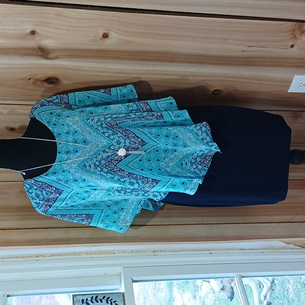 Enfocus Studio Blue and Black High Low Dress